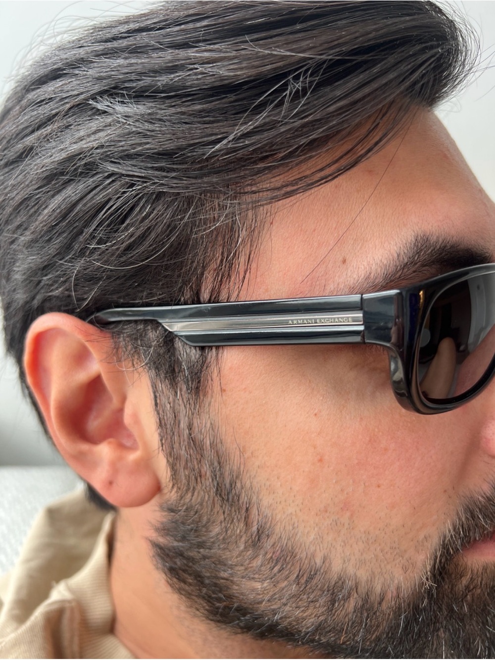 Armani Exchange Black Men’s Sunglasses with Subtle Silver Accent